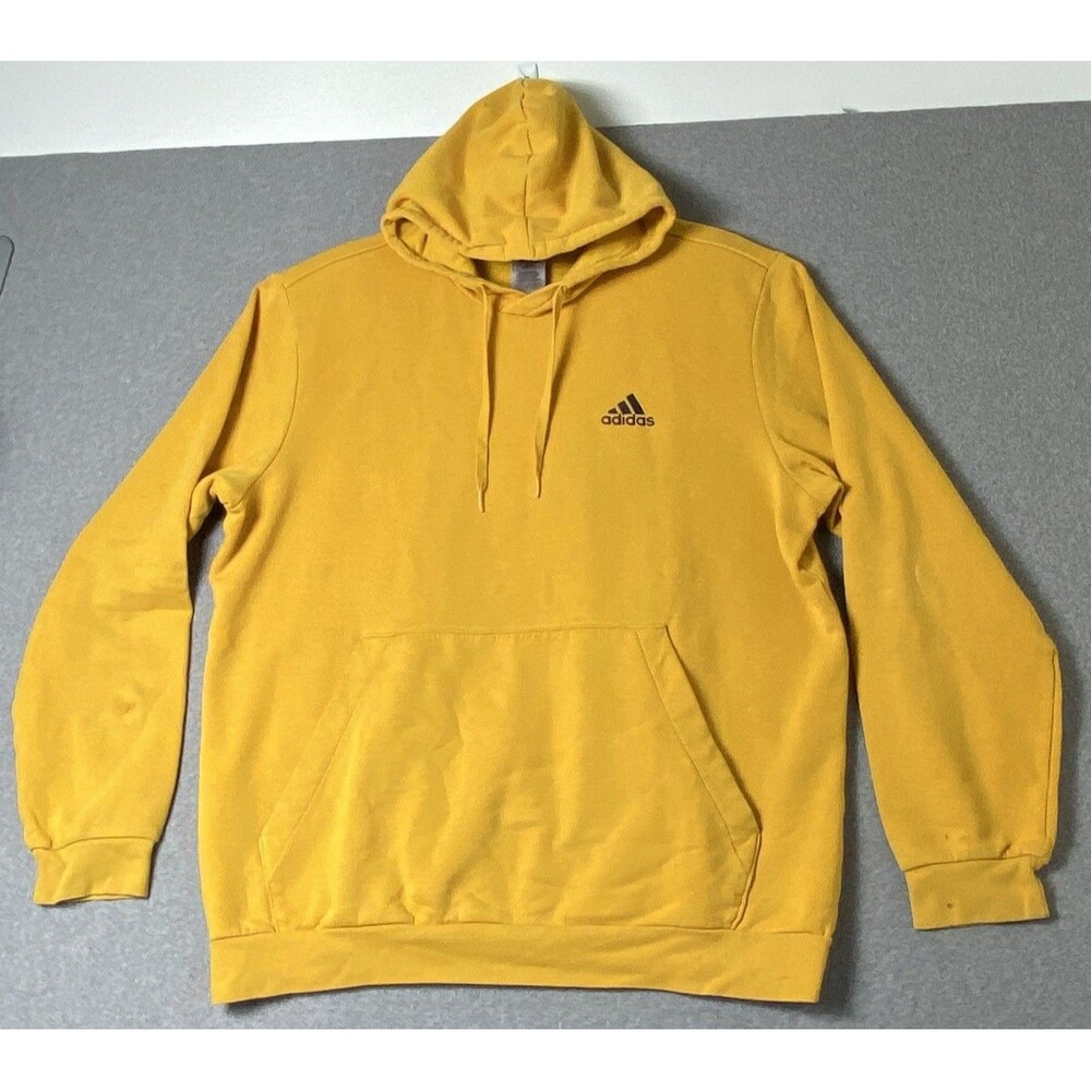 Adidas Men’s Mustard Embroidered Logo Fleece Hoodie Sz XL ( See Pic)